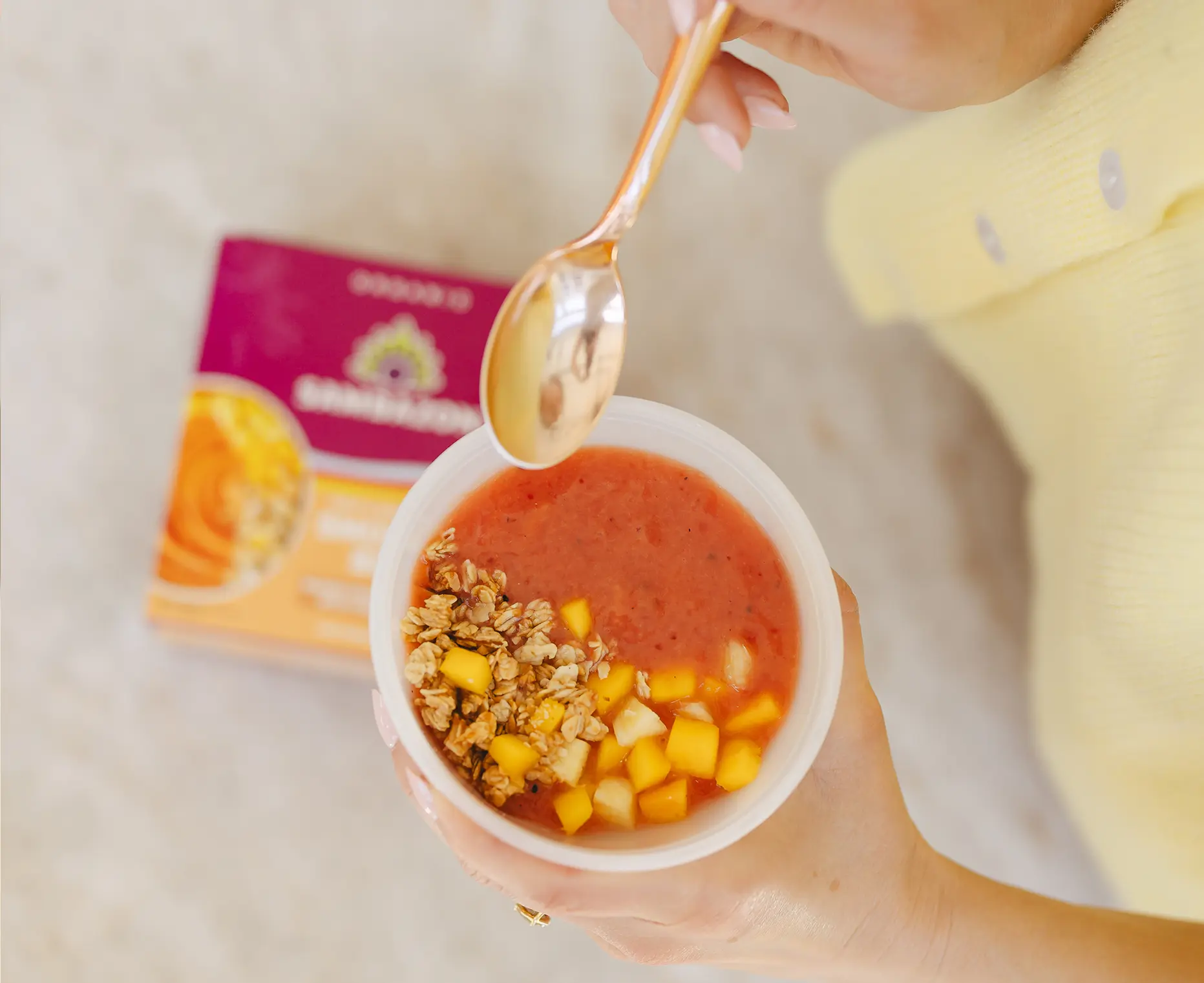 Fruit & Granola Topped Smoothie Bowl – Mango Dragon Fruit Blend - Image 3